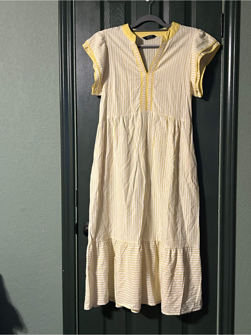 Women’s Yellow Stripe Midi Dress - Lightweight Summer Style